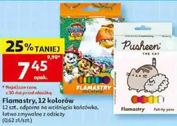 Auchan Flamastry 12 kolorów Pusheen / Psi Patrol oferta
