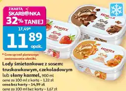 Auchan Lody śmietankowe z sosem: truskawkowym, czekoladowym lub słony karmel Hortex oferta