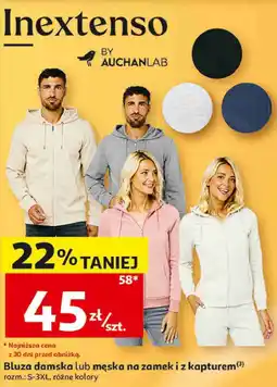 Auchan Bluza damska lub męska na zamek i z kapturem Inextenso oferta