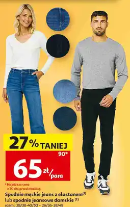 Auchan Inextenso Spodnie męskie jeans z elastanem lub spodnie jeansowe damskie oferta