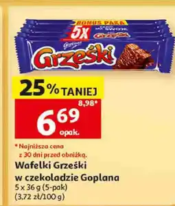 Auchan Wafelki Grześki w czekoladzie Goplana oferta
