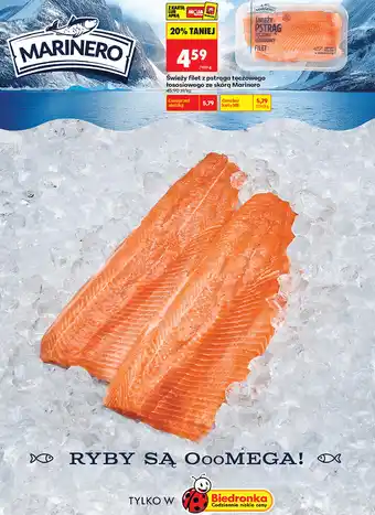 Biedronka Świeży filet z pstrąga tęczowego łososiowego ze skórą Marinero oferta