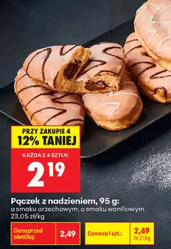 Biedronka Pączek z nadzieniem o smaku orzechowym lub waniliowym oferta
