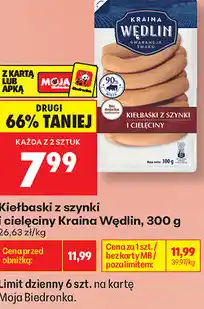 Biedronka Kiełbaski z szynki i cielęciny Kraina Wędlin oferta