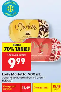 Biedronka Lody Marletto banana split, strawberry & cream oferta