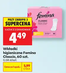 Biedronka Wkładki higieniczne Femina Classic, 60 szt oferta