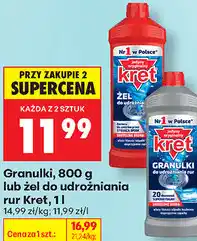 Biedronka Granulki, 800 g lub żel do udrożniania rur Kret, 1 l oferta