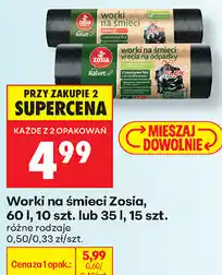 Biedronka Worki na śmieci Zosia, 60 l, 10 szt. lub 35 l, 15 szt oferta