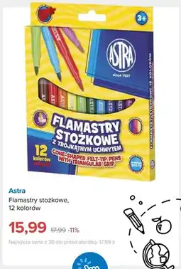 Smyk Flamastry stożkowe Astra 12 kolorów oferta