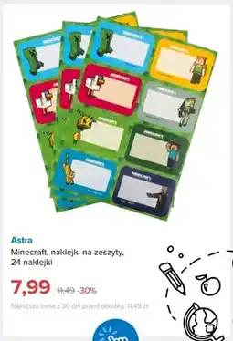 Smyk Naklejki na zeszyty Minecraft Astra oferta