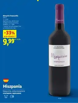 Lidl Wino czerwone Mezquiriz Tempranillo oferta