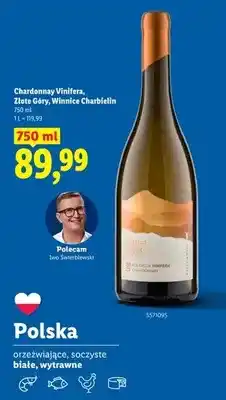 Lidl Wino białe Chardonnay Vinifera Złote Góry Winnice Charbielin oferta