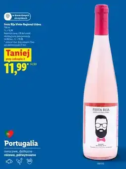 Lidl Wino różowe półwytrawne Festa Rija Vinho Regional Lisboa oferta