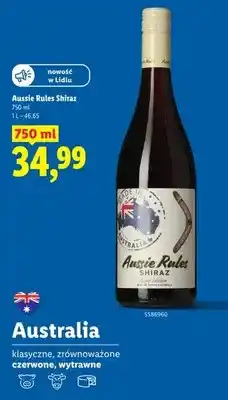Lidl Wino czerwone Aussie Rules Shiraz wytrawne oferta