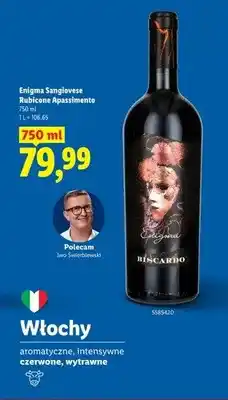 Lidl Wino czerwone wytrawne Enigma Sangiovese Rubicone Apassimento Biscardo oferta