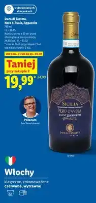 Lidl Wino czerwone Duca di Sasseta Nero d'Avola Appassite oferta