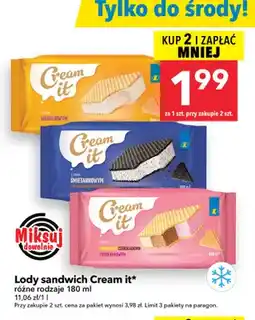 Lewiatan Lody sandwich o smaku waniliowym Cream It oferta