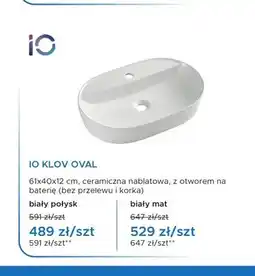 Blu Umywalka nablatowa IO KLOV OVAL biały mat oferta