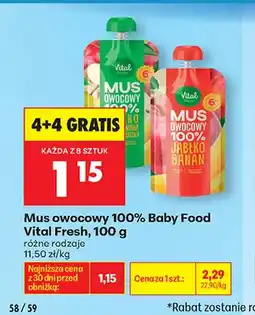 Biedronka Mus owocowy 100% Baby Food Vital Fresh Jabłko Banan oferta