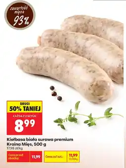 Biedronka Kiełbasa biała surowa premium Kraina Mięs oferta