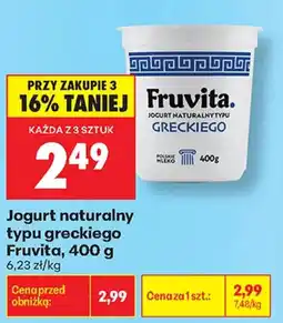 Biedronka Jogurt naturalny typu greckiego Fruvita oferta