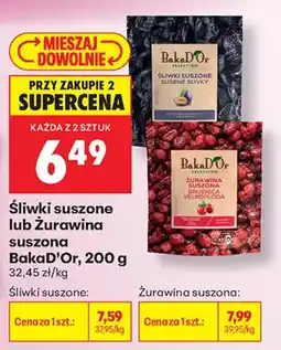 Biedronka Śliwki suszone lub Żurawina suszona BakaD'Or oferta