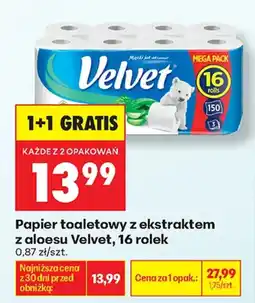 Biedronka Papier toaletowy z ekstraktem z aloesu Velvet oferta