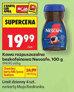 Biedronka Kawa rozpuszczalna bezkofeinowa Nescafe oferta