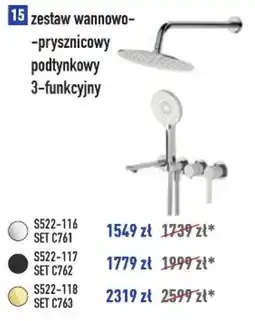 Cersanit zestaw wannowo-prysznicowy podtynkowy 3-funkcyjny oferta
