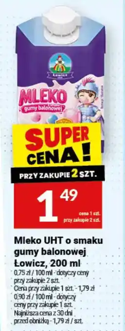 Mleko UHT o smaku gumy balonowej Łowicz