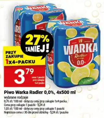 Twój Market Piwo Warka Radler 0,0% oferta