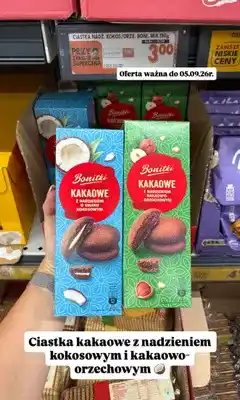 Biedronka Ciastka kakaowe z nadzieniem Bonitki oferta