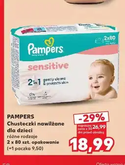 Kaufland Chusteczki nawilżane dla dzieci Sensitive Pampers 2-pak oferta