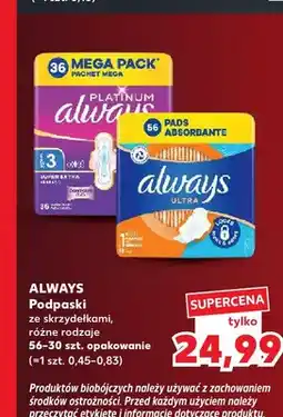 Kaufland Podpaski ze skrzydełkami Always Platinum Super Extra oferta