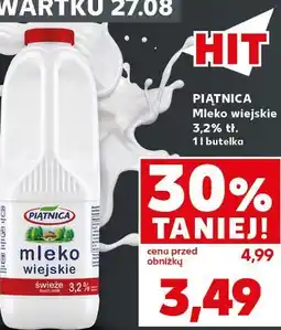 Kaufland Piątnica Mleko wiejskie 3,2% tł. 1 l butelka oferta