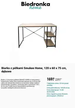 Biedronka Biurko z półkami Smukee Home, 120 x 60 x 75 cm, dębowe oferta