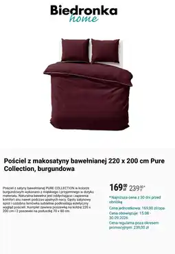 Biedronka Pościel z makosatyny bawełnianej 220 x 200 cm Pure Collection, burgundowa oferta