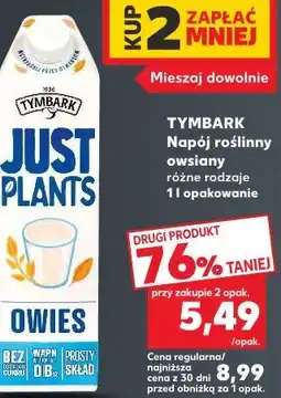 Kaufland Tymbark Just Plants Napój roślinny owsiany oferta