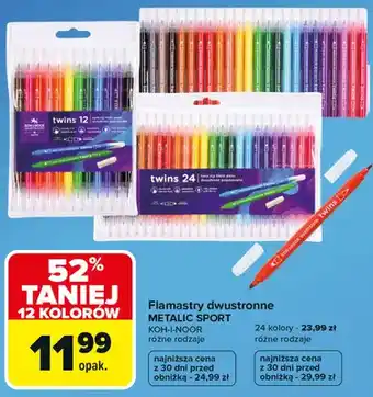 Flamastry dwustronne Metalic Sport KOH-I-NOOR 12 kolorów