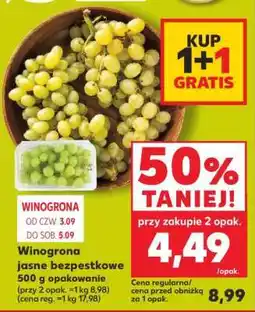 Kaufland Winogrona jasne bezpestkowe 500 g opakowanie oferta