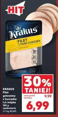 Kaufland KRAKUS Filet gotowany z kurczaka lub indyka 160 g opakowanie (=1 kg 43,69) oferta