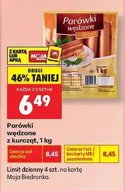Biedronka Parówki wędzone z kurcząt , 1 kg oferta