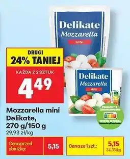 Biedronka Mozzarella mini Delikate, 270 g/150 g oferta