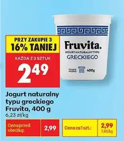 Biedronka Jogurt naturalny typu greckiego Fruvita, 400 g oferta
