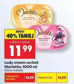 Biedronka Lody cream sorbet Marletto, 1000 ml oferta