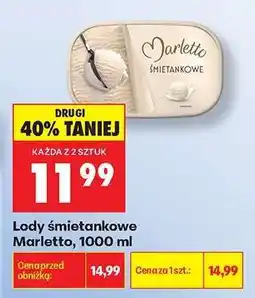 Biedronka Lody śmietankowe Marletto, 1000 ml oferta