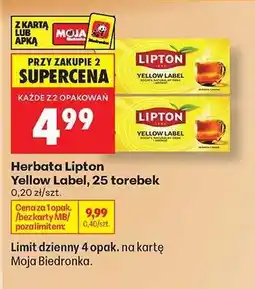 Biedronka Herbata Lipton Yellow Label, 25 torebek oferta