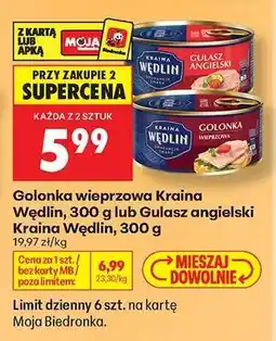 Biedronka Golonka wieprzowa Kraina Wędlin, 300 g lub Gulasz angielski Kraina Wędlin, 300 g oferta