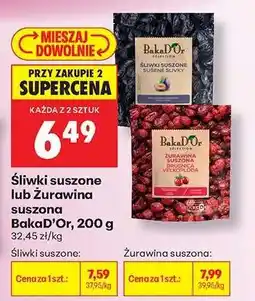 Biedronka Śliwki suszone lub Żurawina suszona BakaD’Or, 200 g oferta