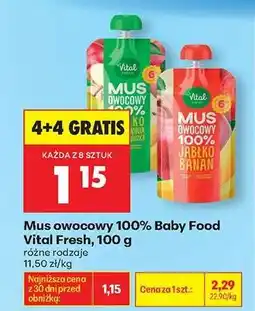 Biedronka Mus owocowy 100 % Baby Food Vital Fresh , 100 g oferta